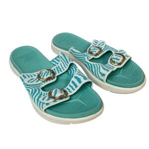 Coface Womens Size 8.5 Blue Sandal Open Round Toe Adjustable Strap Slip On Shoes